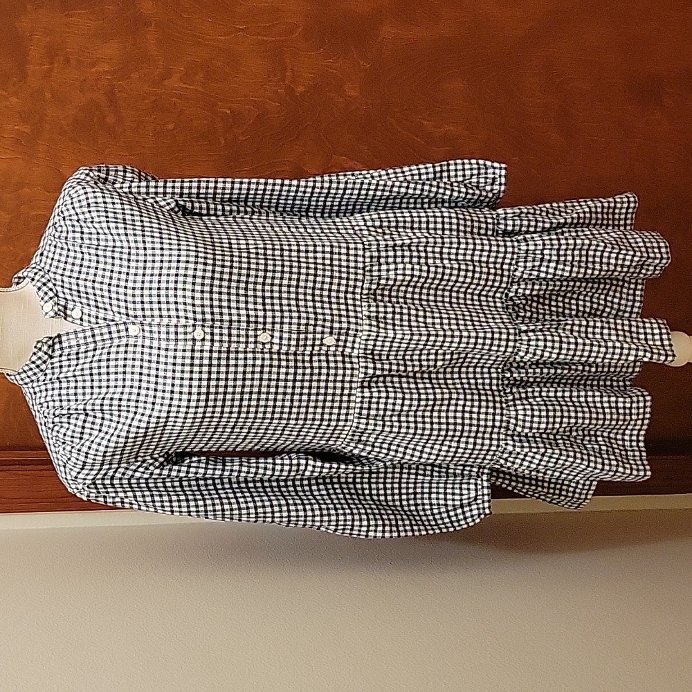 GAP | Long Sleeve Navy Blue and Green Plaid Tiered Dress 100% cotton - size XXS